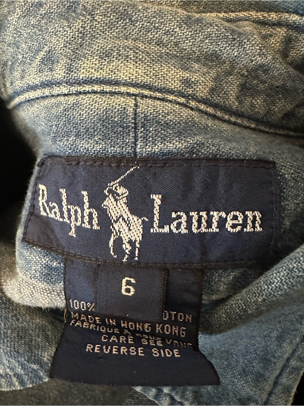 Ralph Lauren Denim Button-Down Shirt in Blue with Embroidered Pony - Picture 5 of 6